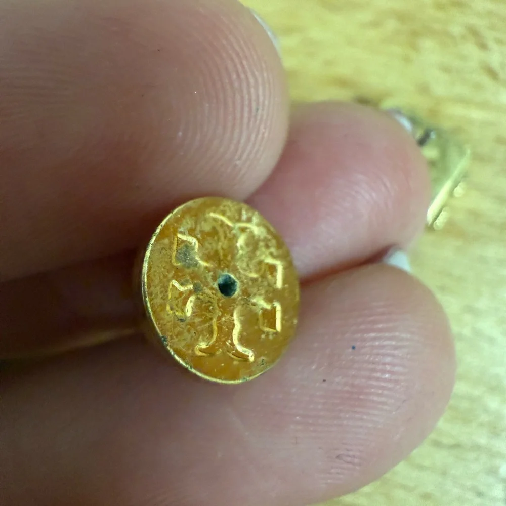 Tory Burch gold tone stud logo earrings - Picture 4 of 6